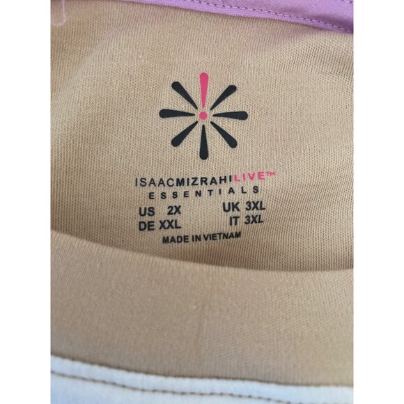 Isaac Mizrahi Live Essentials Women’s Beige & White Striped Cotton Tee Size 2XL - Picture 4 of 5
